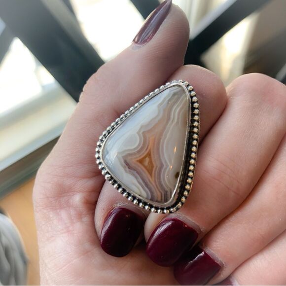 Botswana Agate Sterling Silver‎ Ring Size 7 Handmade NEW Split Shank .925 SS - Picture 4 of 4